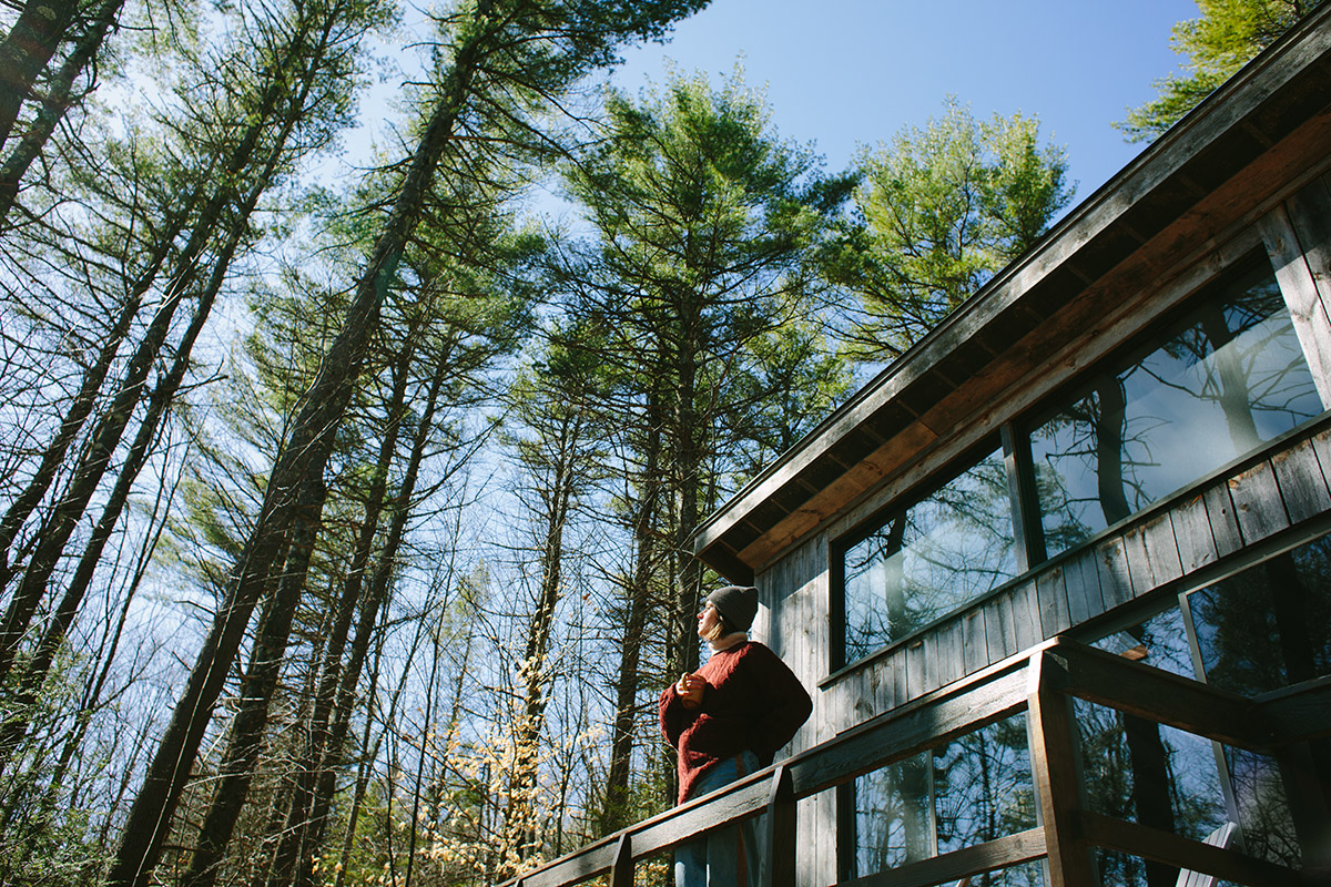 Woman on cabin deck